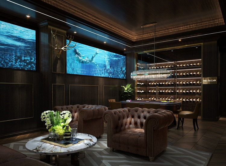  Hầm rượu và cigar lounge ở tầng ngầm là điểm nhấn cho mỗi không gian biệt thự.