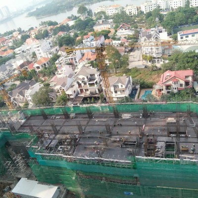 Panoramic view of building construction site